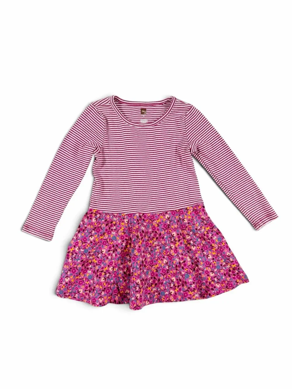 Tea Collection Wandering Wildflowers Striped Floral Long Sleeve Dress Size 3